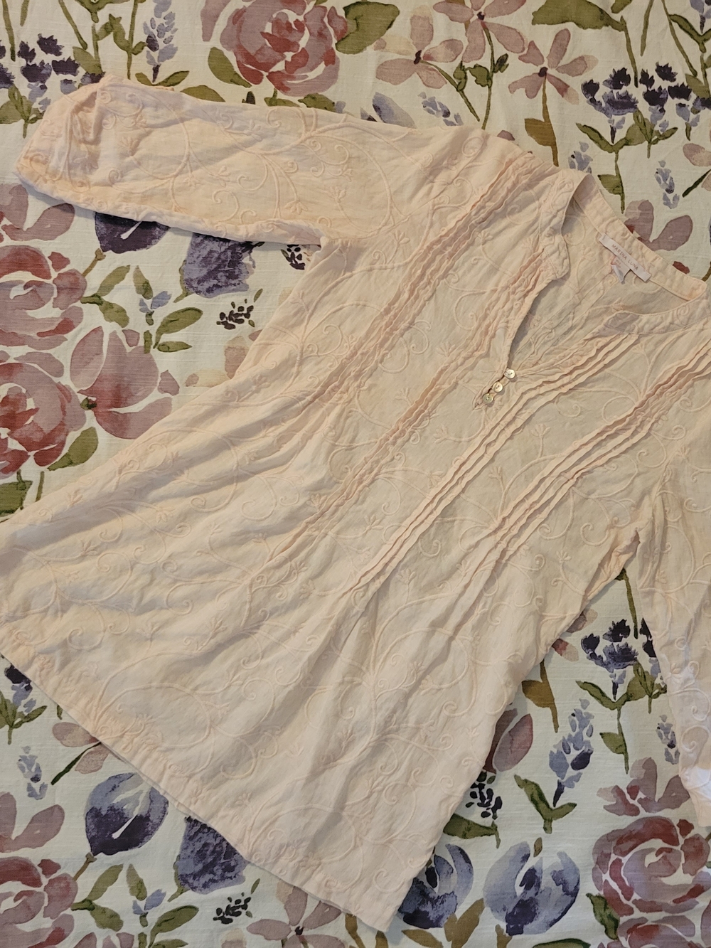 Marina Luna Pale Pink Embroidered Tunic Top